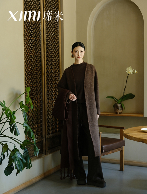 席米棕調長款大衣